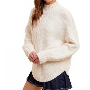 NEW IN-LOOM alestara cable knit highneck sweater in ivory